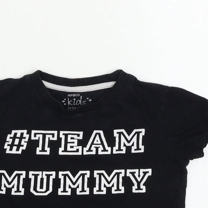 Pep&co      Boys Black   Basic T-Shirt Size 3-4 Years