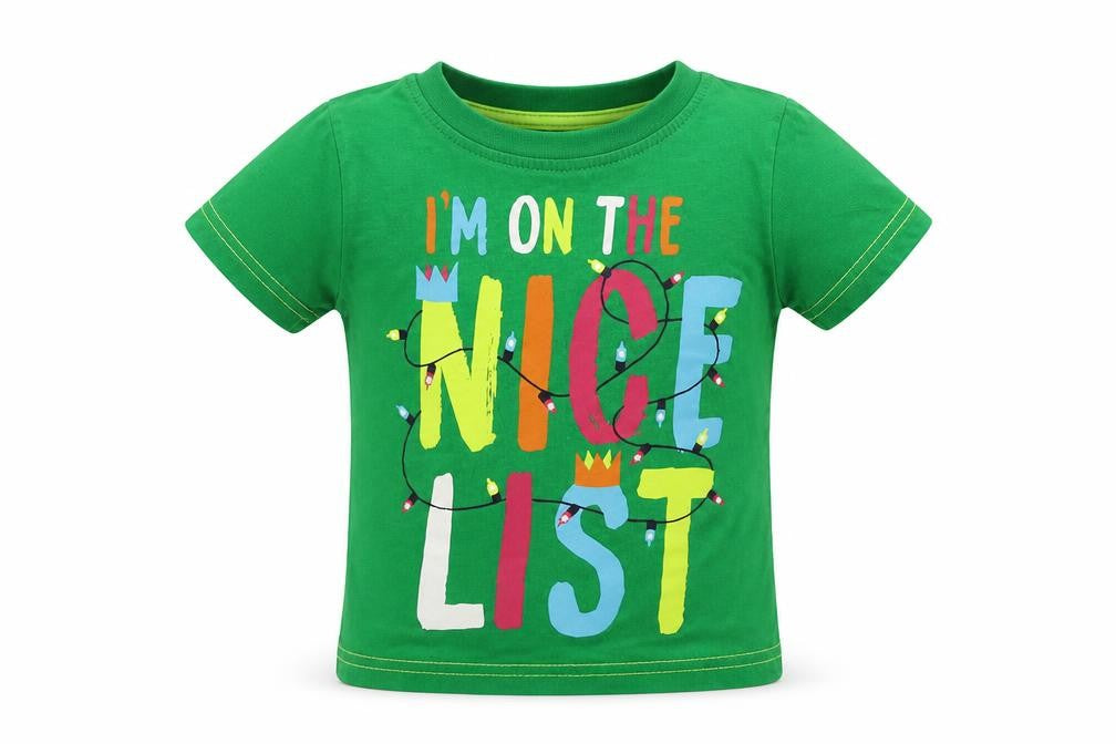 Front view of George boys’ grey basic t-shirt, size 12-18, months - christmas t shirt