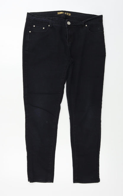 Denim & Co. Womens Black   Skinny Jeans Size 14 L24 in