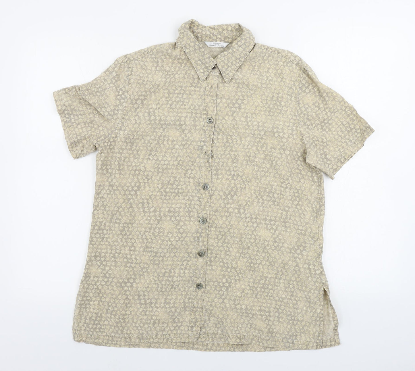 Womens UK Size 10 Marks and Spencer Beige Basic Button-Up