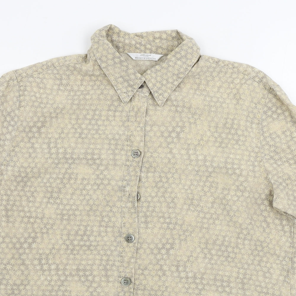 Womens UK Size 10 Marks and Spencer Beige Basic Button-Up