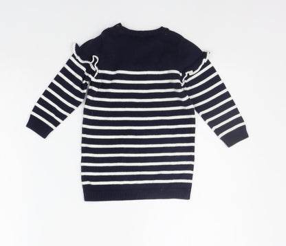 Matalan Baby Blue Striped  Jumper Dress  Size 9-12 Months