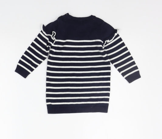 Matalan Baby Blue Striped  Jumper Dress  Size 9-12 Months
