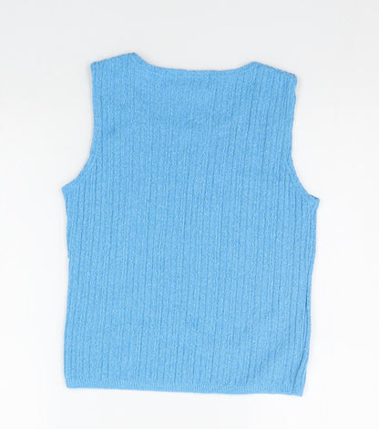 bertertex Womens Blue Houndstooth  Henley Jumper Size 14