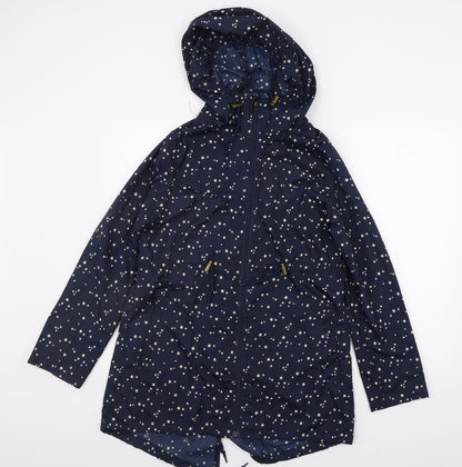 deniem co Womens Blue Geometric  Jacket Coat Size XS