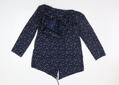 deniem co Womens Blue Geometric  Jacket Coat Size XS