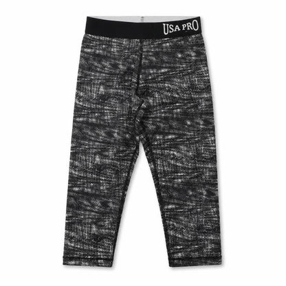 USA Pro Girls Black Geometric  Jegging Trousers Size 7-8 Years - Elasticated Waist