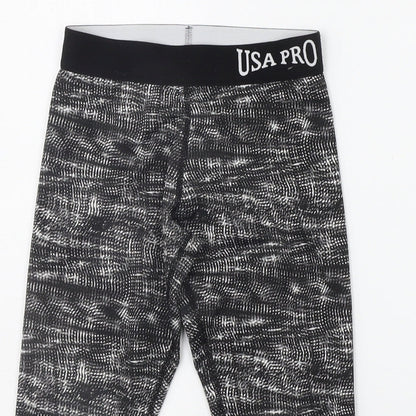USA Pro Girls Black Geometric  Jegging Trousers Size 7-8 Years - Elasticated Waist