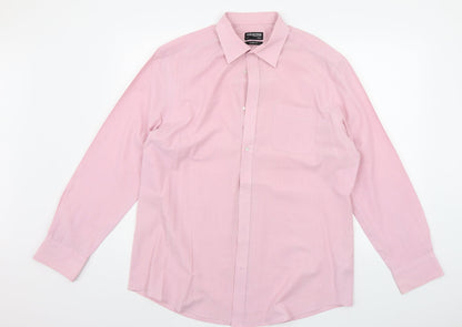 Mens UK Size 17 DEBNHAMS Pink  Button-Up Long Sleeve Casual Shirt
