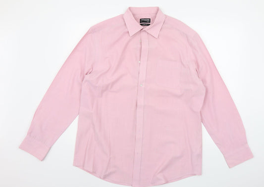 Mens UK Size 17 DEBNHAMS Pink  Button-Up Long Sleeve Casual Shirt