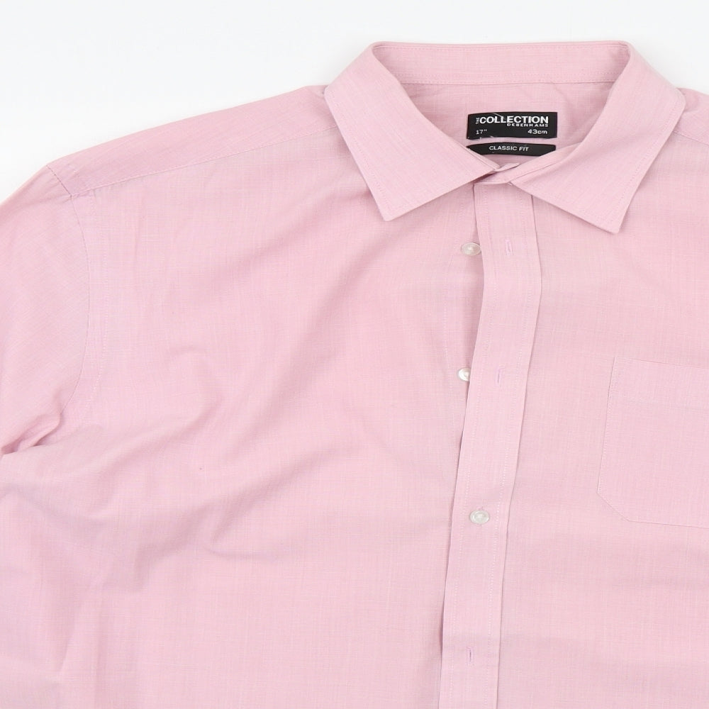 Mens UK Size 17 DEBNHAMS Pink  Button-Up Long Sleeve Casual Shirt
