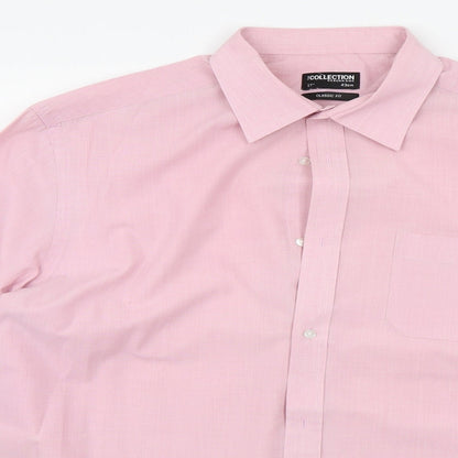 Mens UK Size 17 DEBNHAMS Pink  Button-Up Long Sleeve Casual Shirt