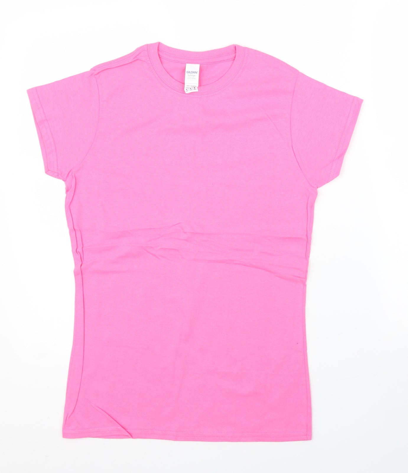Womens UK Size M Gildan Pink Basic T-Shirt