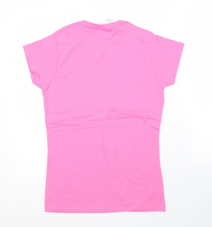 Womens UK Size M Gildan Pink Basic T-Shirt