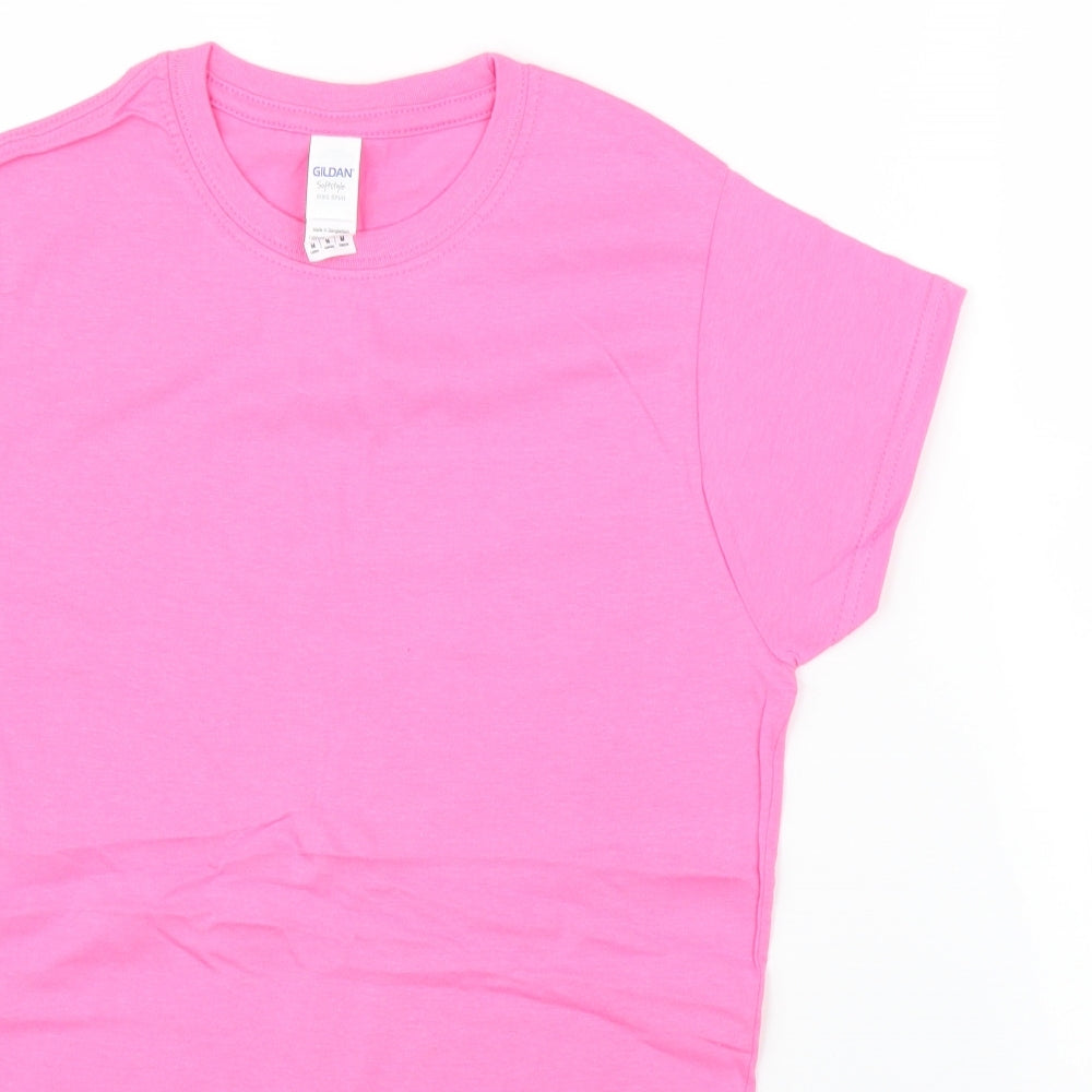 Womens UK Size M Gildan Pink Basic T-Shirt