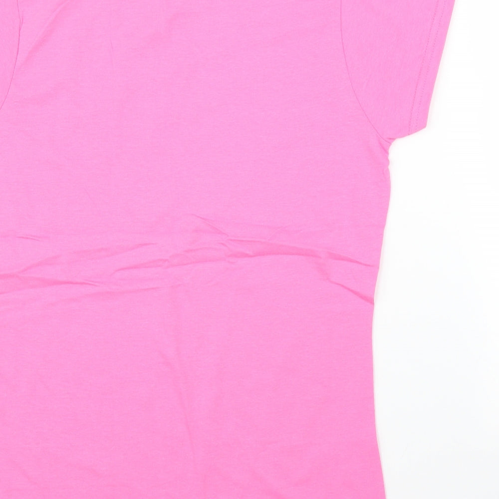 Womens UK Size M Gildan Pink Basic T-Shirt