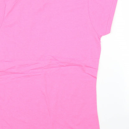 Womens UK Size M Gildan Pink Basic T-Shirt