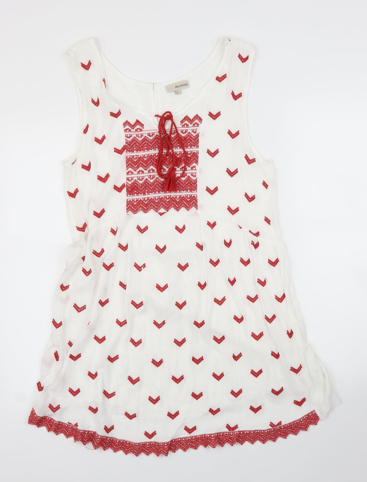 Anmol Womens White Geometric  A-Line  Size L