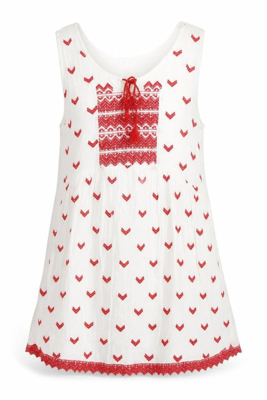Anmol Womens White Geometric  A-Line  Size L
