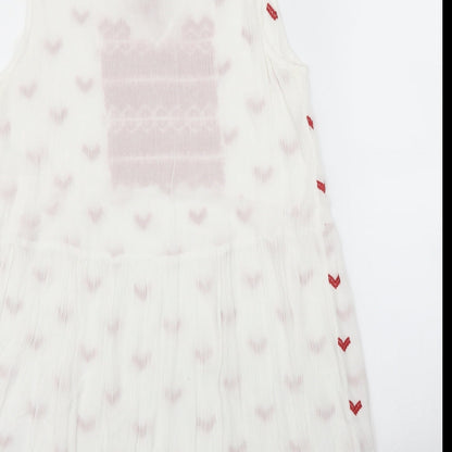 Anmol Womens White Geometric  A-Line  Size L