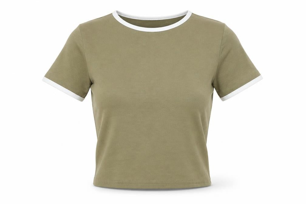 Womens UK Size 4 PRETTYLITTLETHING Green Ringer T-Shirt