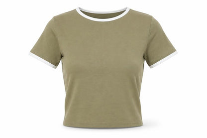 Womens UK Size 4 PRETTYLITTLETHING Green Ringer T-Shirt