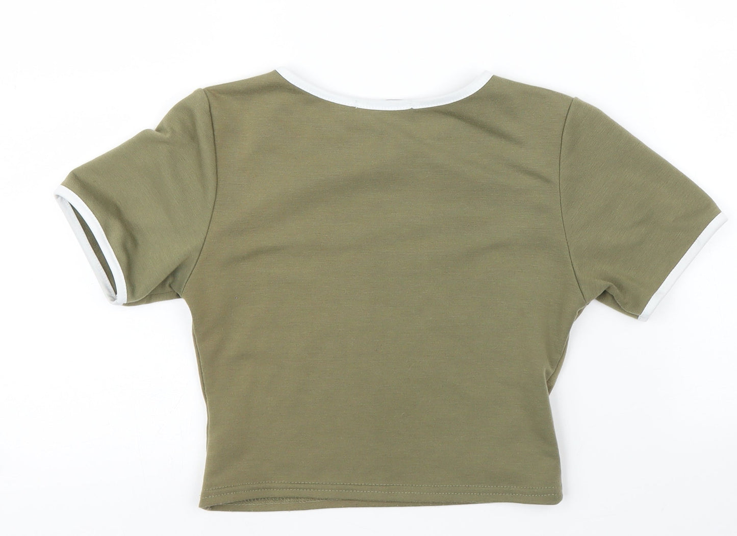 Womens UK Size 4 PRETTYLITTLETHING Green Ringer T-Shirt