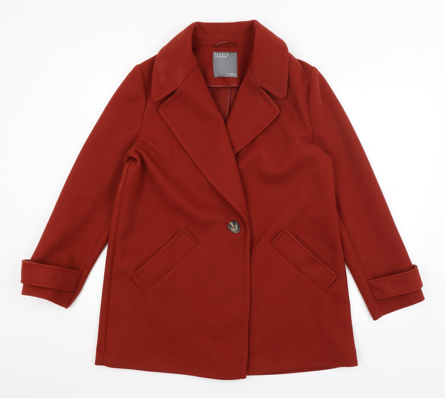 Papaya Womens Red   Overcoat Coat Size 14