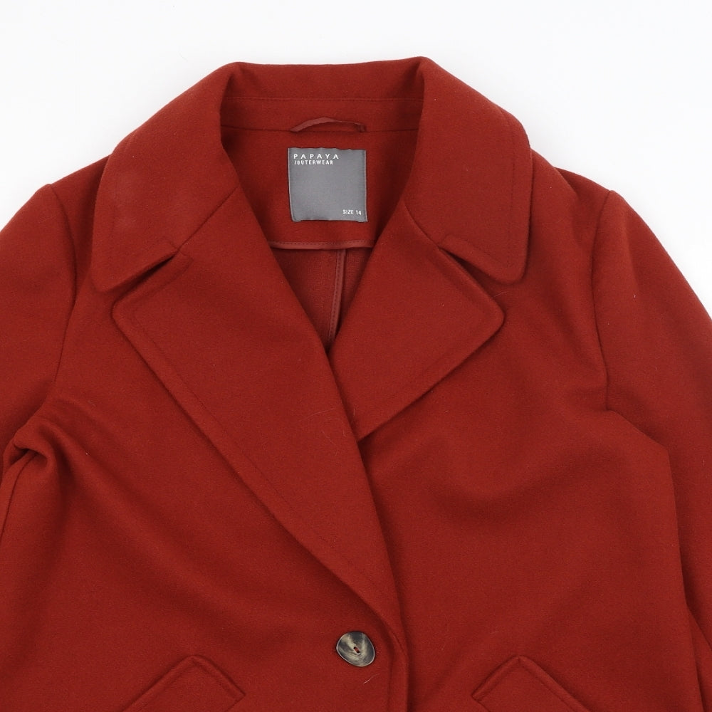 Papaya Womens Red   Overcoat Coat Size 14