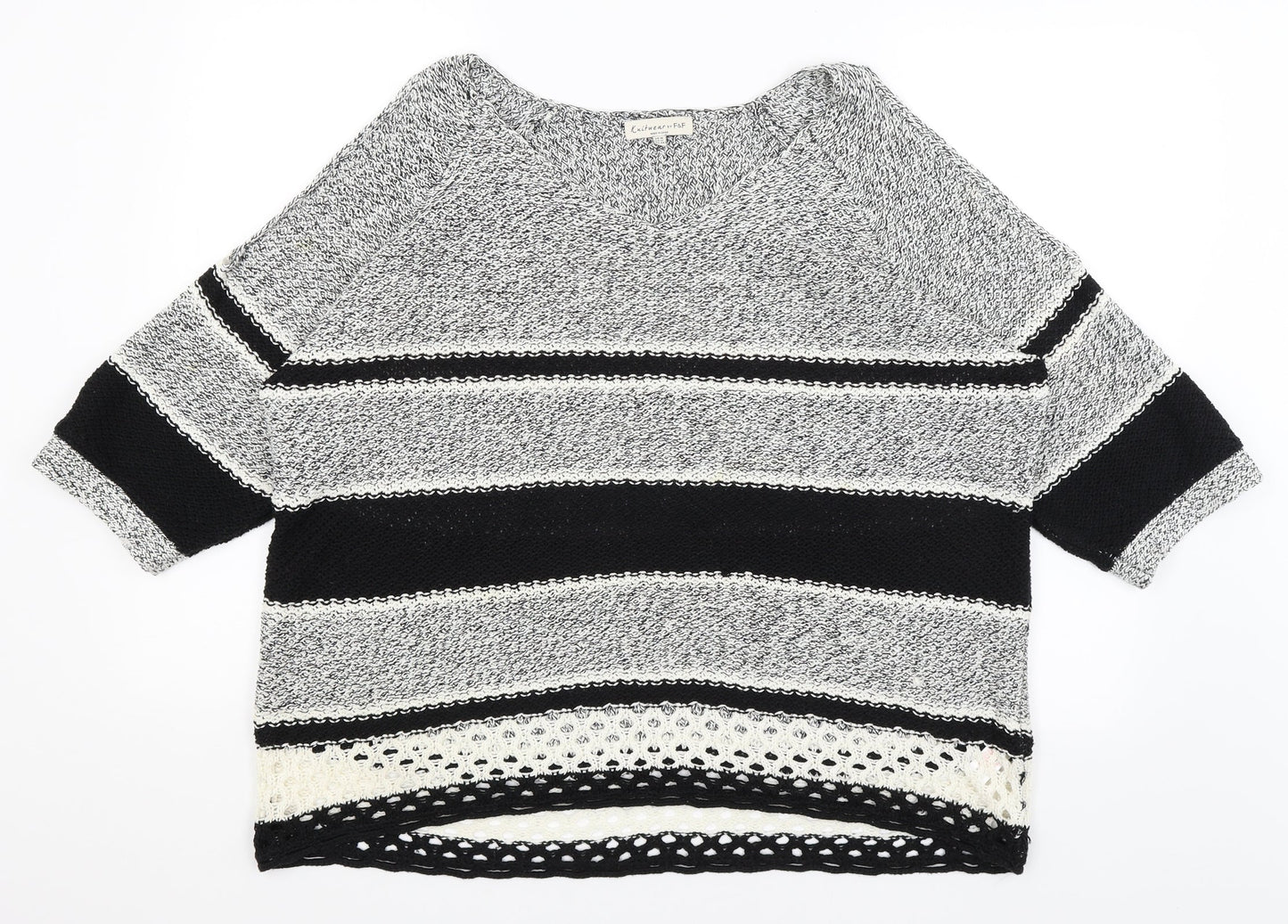 F&F Womens Grey Striped  Pullover Jumper Size 16