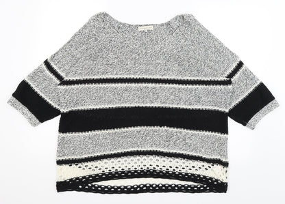 F&F Womens Grey Striped  Pullover Jumper Size 16