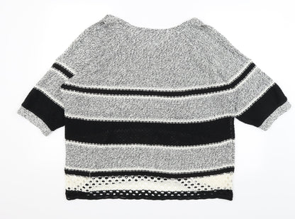 F&F Womens Grey Striped  Pullover Jumper Size 16