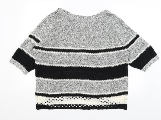 F&F Womens Grey Striped  Pullover Jumper Size 16