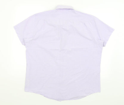 Debenhams Mens Purple Check   Button-Up Size 16.5