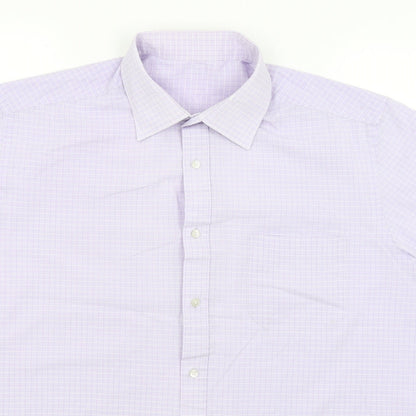 Debenhams Mens Purple Check   Button-Up Size 16.5