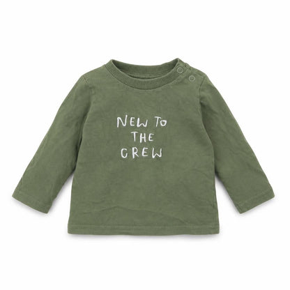 Front view of F&F Baby Green Basic T-Shirt, size 0-3, Months - new to the crew