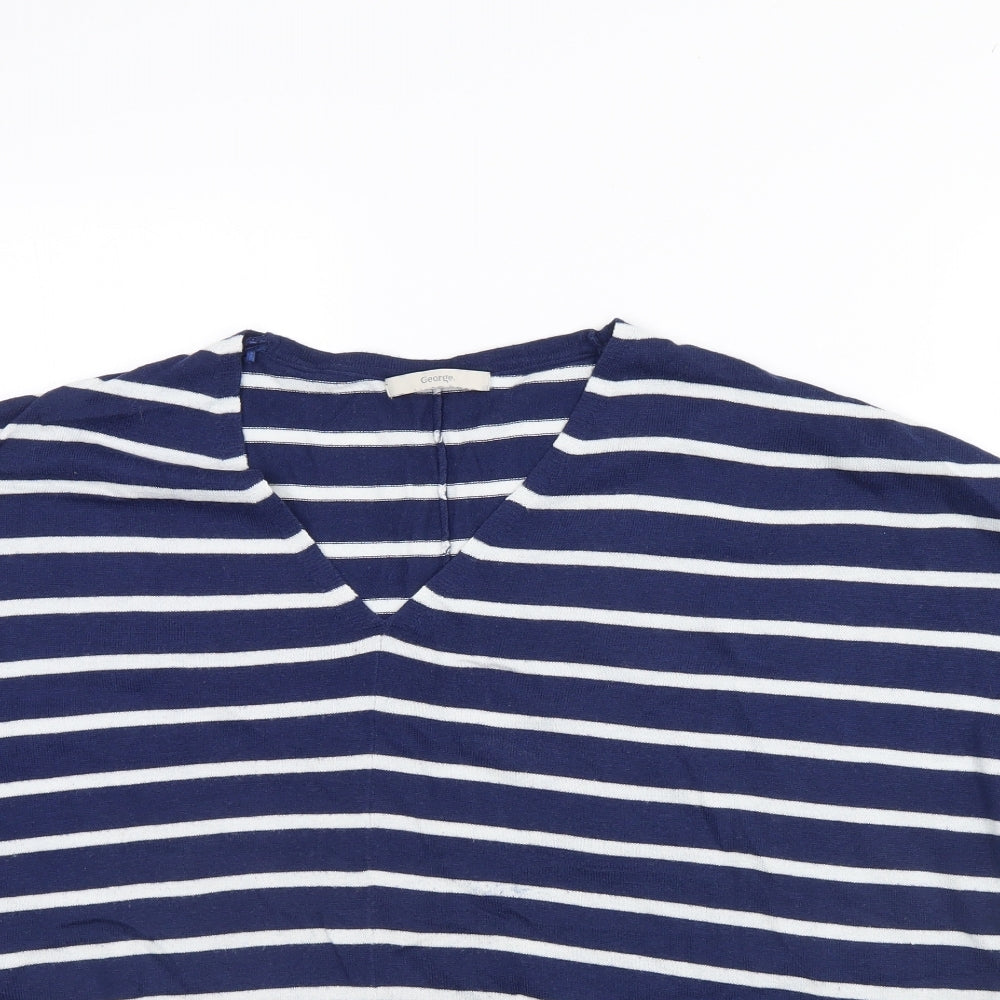 George Womens Blue Striped  Pullover Jumper Size S