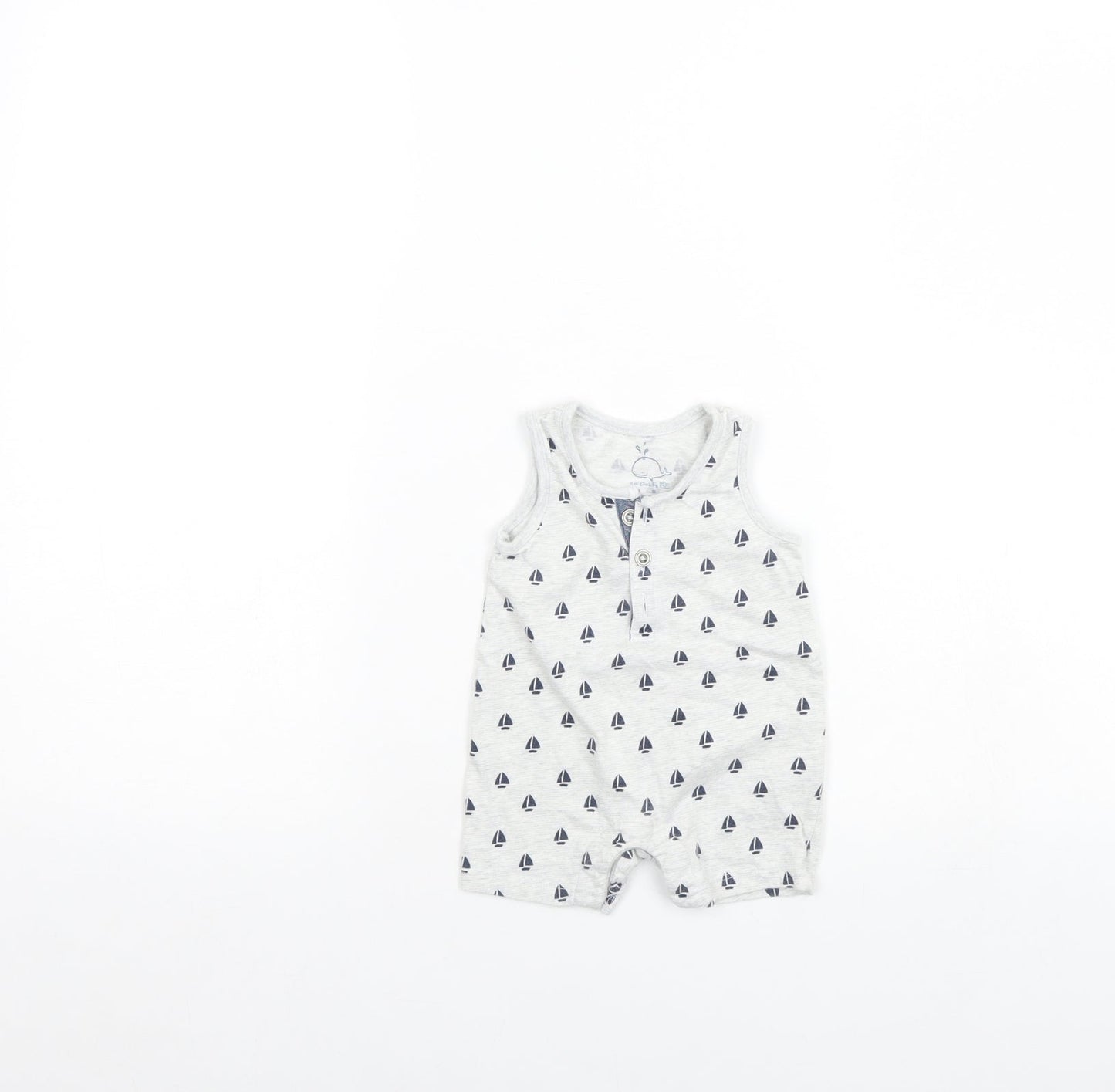 F&F Baby Grey Spotted  Babygrow One-Piece Size 0-3 Months  - Sail Boats