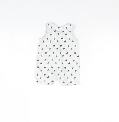 F&F Baby Grey Spotted  Babygrow One-Piece Size 0-3 Months  - Sail Boats