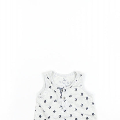 F&F Baby Grey Spotted  Babygrow One-Piece Size 0-3 Months  - Sail Boats