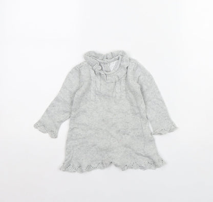 F&F Girls Grey   Jumper Dress  Size 6-9 Months