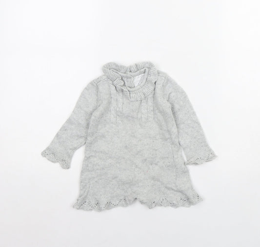 F&F Girls Grey   Jumper Dress  Size 6-9 Months