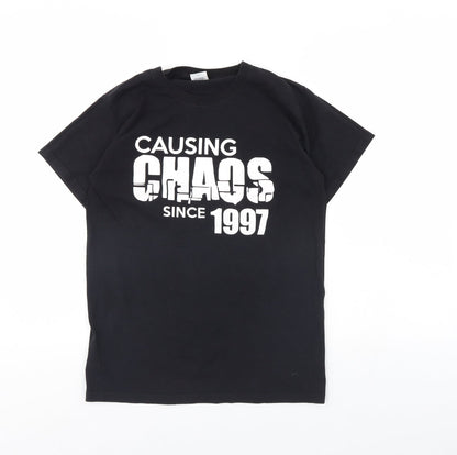 Womens UK Size S Fruit of the Loom Black Basic T-Shirt