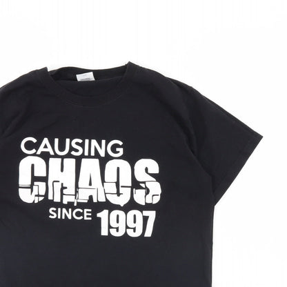 Womens UK Size S Fruit of the Loom Black Basic T-Shirt