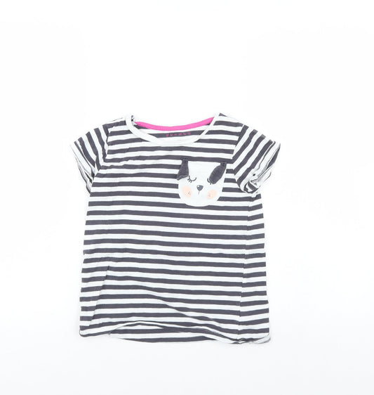 Nutmeg Girls Blue Striped  Basic T-Shirt Size 8 Years
