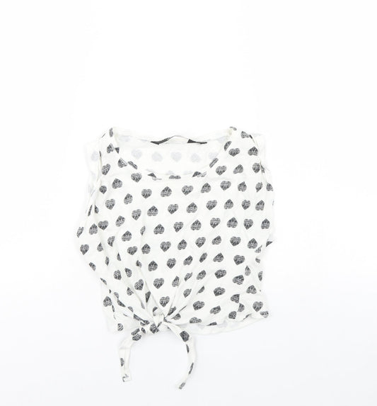 New Look Girls White Spotted  Basic Tank Size 9 Years
