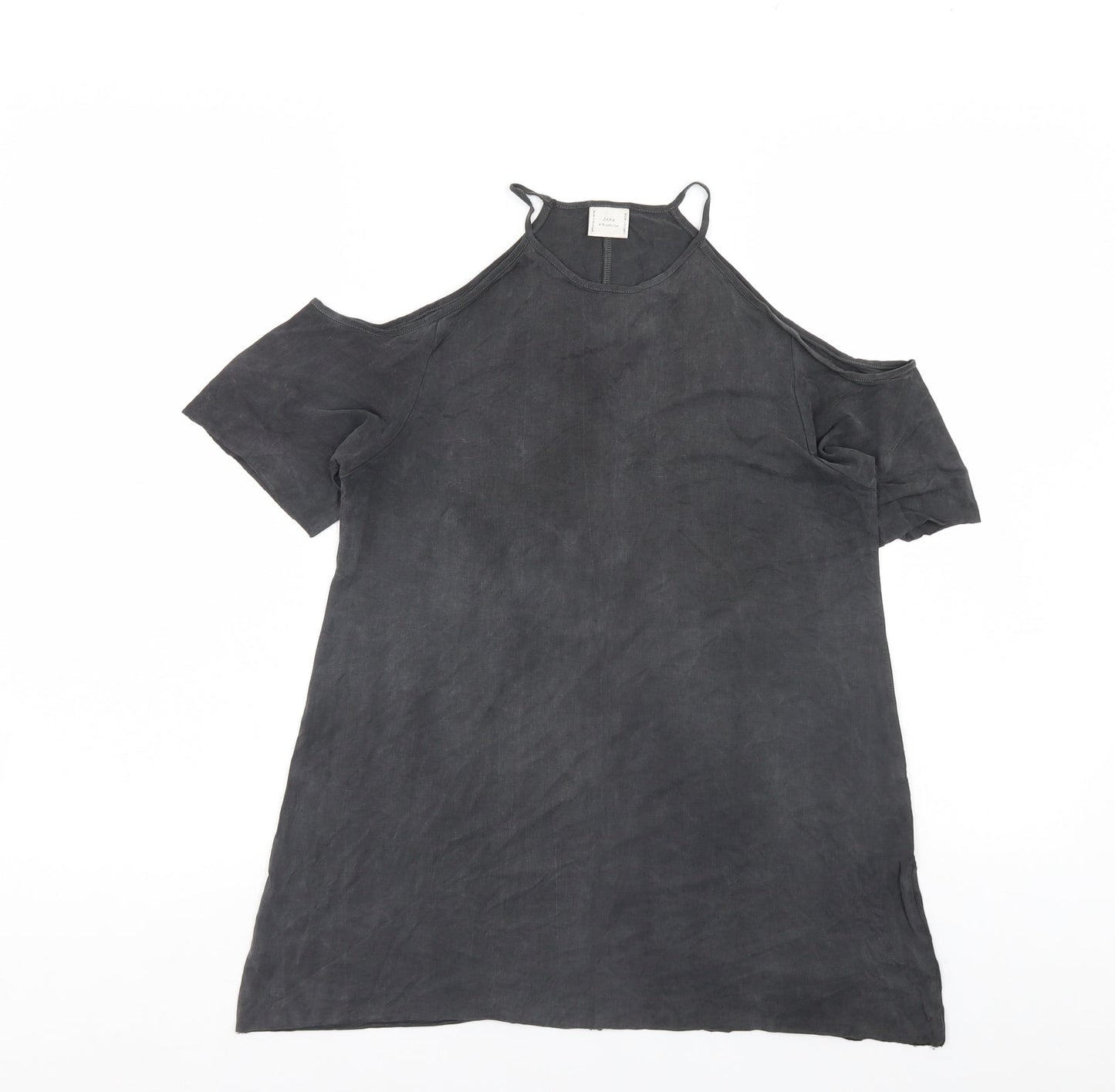 Womens UK Size S Zara Grey Basic Blouse