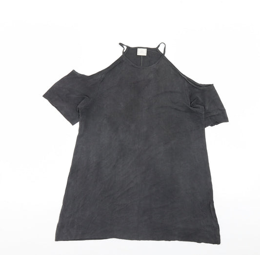 Womens UK Size S Zara Grey Basic Blouse
