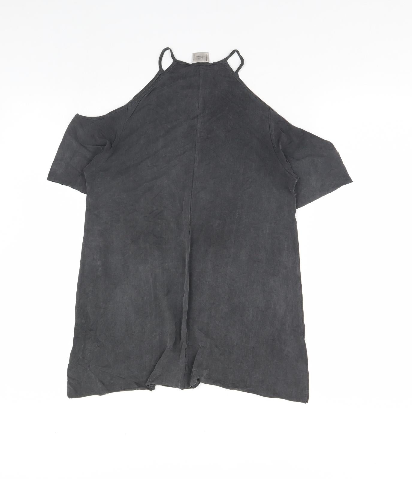 Womens UK Size S Zara Grey Basic Blouse