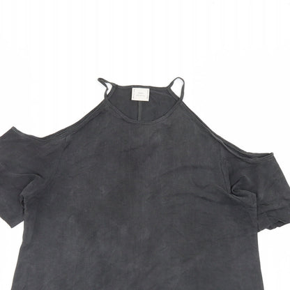 Womens UK Size S Zara Grey Basic Blouse